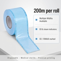 Rouleaux de 200 m/rouleau de pochettes plates stériles jetables pour emballage médical, pour stérilisation à la vapeur/gaz EO, avec indicateurs de changement de couleur, usage médical