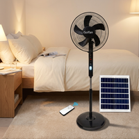 Ventilateur sur pied électrique rechargeable solaire 25W de 16/18 pouces avec panneau solaire AC/DC et éclairage, autonomie de 5 à 15 heures