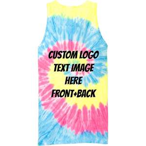 Camisetas sin mangas para hombre de diseño personalizado 2025 Pc147tt Multicolor Tie Dye con su propio logotipo estampado de textos - Product Image 4