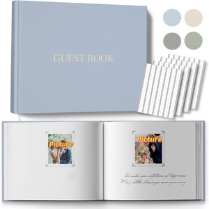 Libro degli Ospiti MUYANG Beige Personalizzato con Logo Ricamato per Baby Shower e Matrimoni, Copertina Rigida in Lino A4, Rilegatura Cucita, Carta 140gsm - Product Image 5