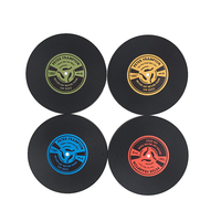 Sous-verre personnalisé transfrontalier avec logo, tapis antidérapant en vinyle en forme de disque CD, sous-verre à café isolant thermique en PVC souple et silicone
