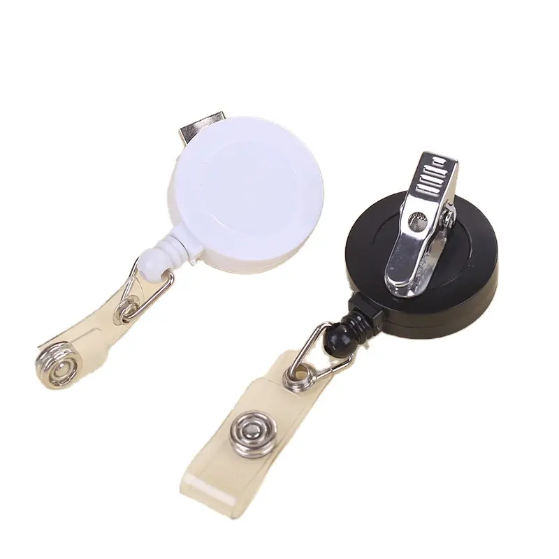 Metal Badge Reel Clips with Clear PVC Straps for ID Cards and Badge Holders