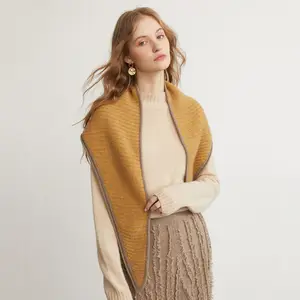 wholesale triangle designer cashmere scarves custom logo autumn ladies knitted shawl winter 100% cashmere scarf women pashmina