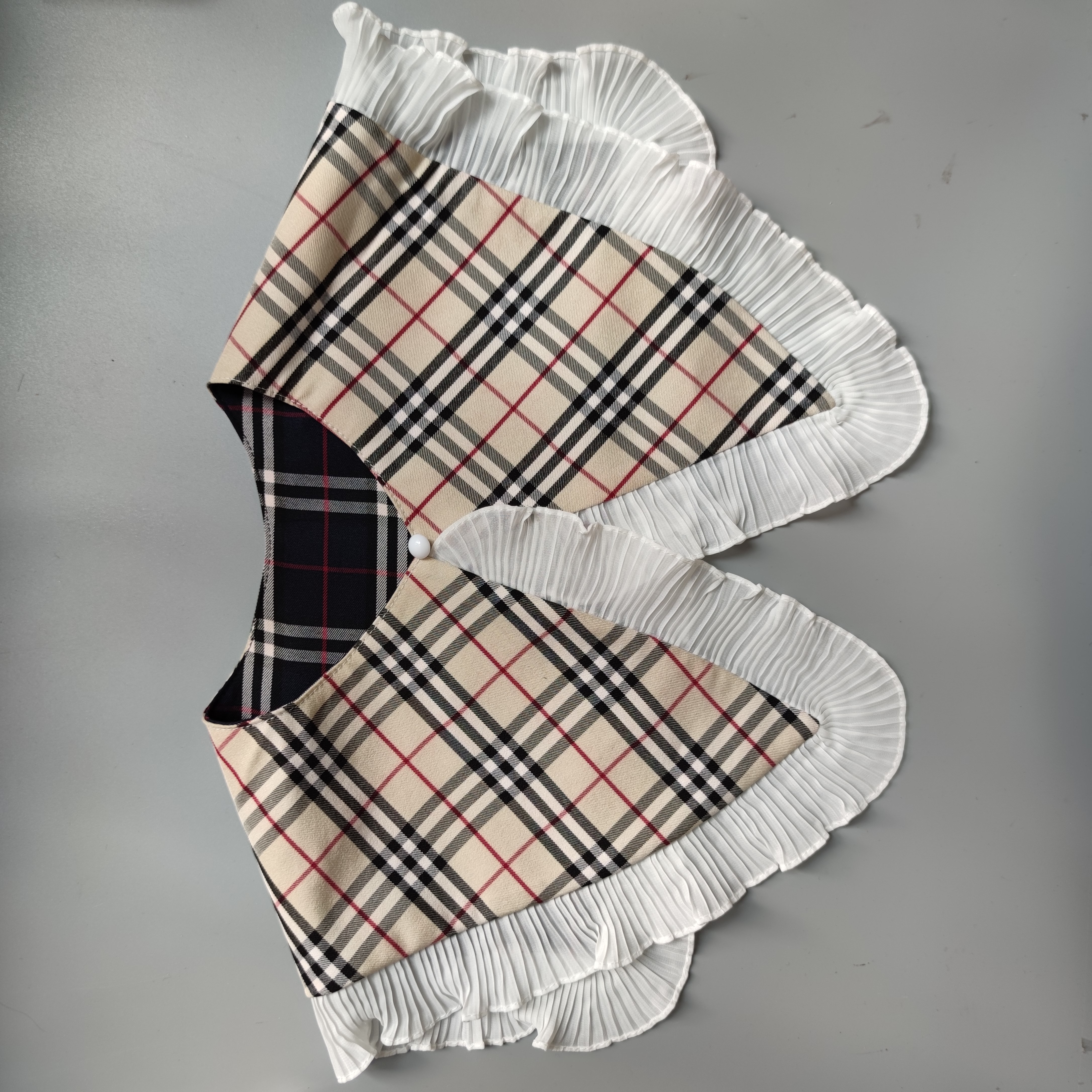 Двусторонний клетчатый съемный воротник рубашки для дам