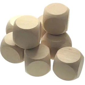 25毫米未完成的空白木制立方体块DIY骰子教育工艺，圆角激光或丝印可接受