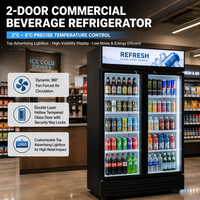 Vitrine Réfrigérée Verticale Commerciale Robuste à Refroidissement Direct Sans Givre, Porte Vitrée Simple, pour Boissons, Bières et Sodas