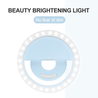 PYJ Lampe de caméra de téléphone, rechargeable à clipser Selfie Fill Luminosité réglable Selfie Circle Light pour téléphone portable Webcam Light