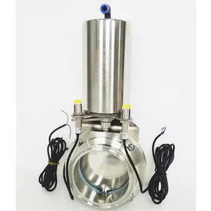 Vanne papillon pneumatique sanitaire <span class=keywords><strong>à</strong></span> double <span class=keywords><strong>action</strong></span>, homologuée FDA, avec raccords Tri-Clamp et capteurs de proximité - Product Image 1