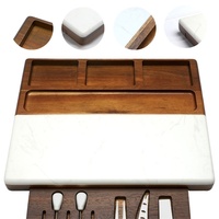 Plateau à fromage en bois FLYWOD, planche à découper pour pizza de qualité supérieure avec couverts, ensemble de planches à fromage en marbre et en bois, plateau à charcuterie en bois