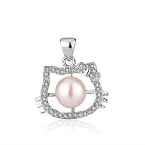 Pendentif chaton en argent 925 plaqué rhodium KAMMY pour enfants, 7,5-8 mm, hypoallergénique, mignon, tendance, pour la fabrication de bijoux - Product Image 1