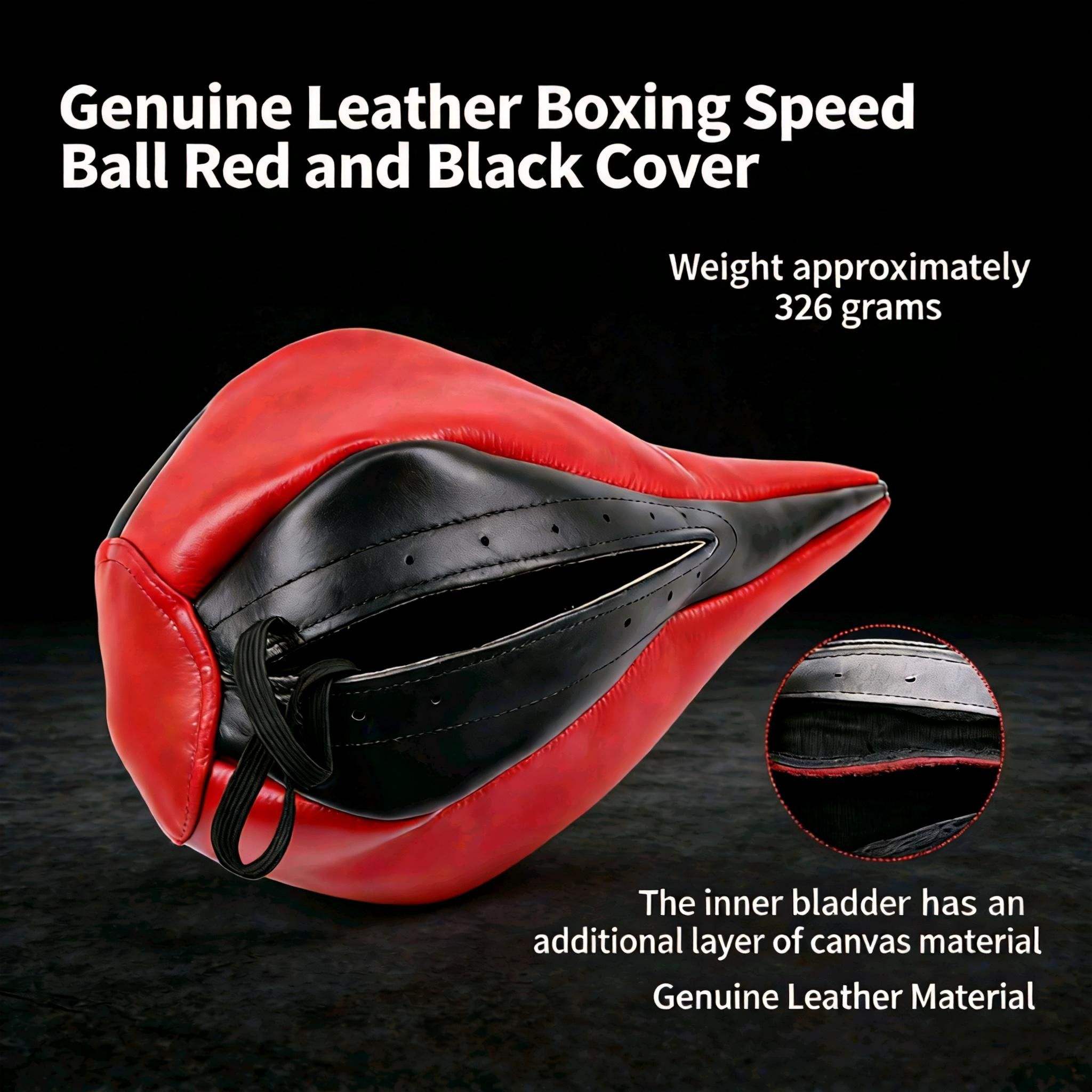 Red and Black Real Leather Boxing Glove Pouch (without Ball)