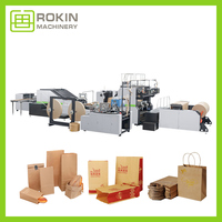 Machine de fabrication de sacs en papier kraft à fond carré, alimentée par rouleaux, entièrement automatique ROKIN, pour sacs en papier brun pour l'épicerie, le pain et les aliments