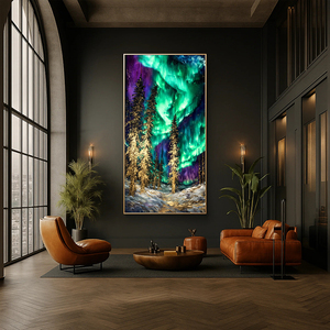 Dipinto a Olio Astratto 3D Albero Dorato Dipinto a Mano, Quadro Murale Colorato Albero della Prosperità per Soggiorno - Product Image 5