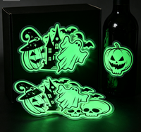 Autocollants d'emballage imperméables qui brillent dans le noir pour Halloween, étiquettes fantômes, citrouilles, maisons hantées