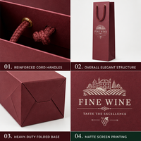 Sac cadeau de luxe pour vin rouge, personnalisé avec logo, en papier kraft, pour bouteille de champagne, avec ruban et accessoires, emballage cadeau épaissi