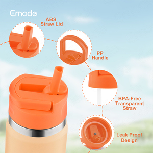 Bán hàng nóng 12oz trẻ em 350ml chai Nước Đôi tường chân không 18/8 chai thép không gỉ chấp nhận OEM với rơm Nắp - Product Image 4