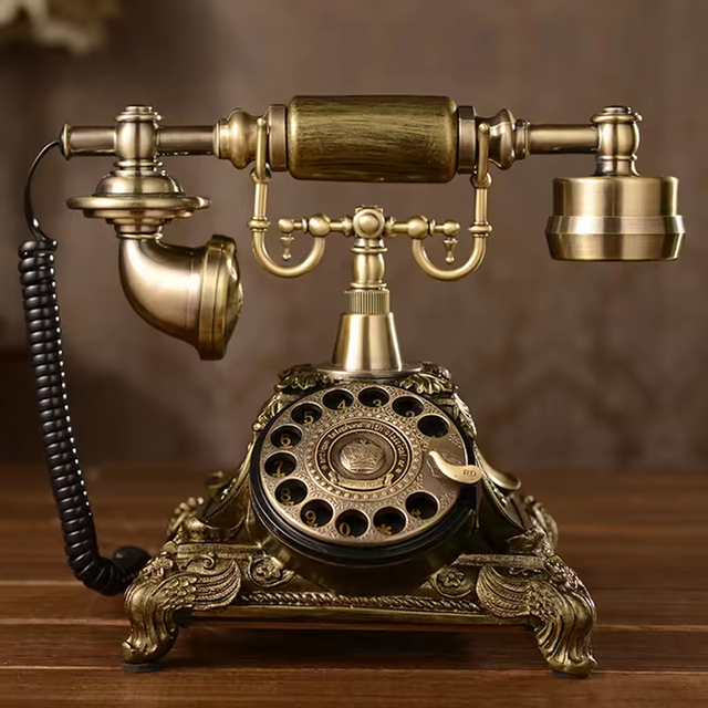 JIUBAI Classic Corded Vintage Rotary Telephone Antique Landline Phone with Voice Mail 4G Network for Indoor Use Hotels Bathrooms