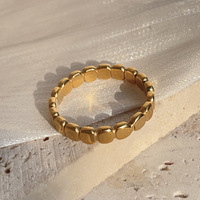 New Fashion High-End wasserdichten Schmuck Großhandel 18 Karat vergoldete Band Perlen Oblate Edelstahl Ringe Schmuck für Frauen