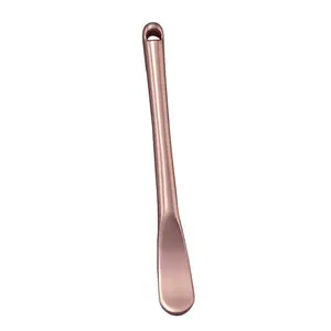 Colher de creme de cuidados com a pele em ouro rosa coreano, mini espátula cosmética reutilizável de metal minúscula