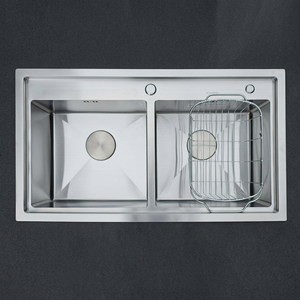Évier de cuisine double en acier inoxydable SUS304 de luxe, fait main, à encastrer, avec revêtement nano, vente chaude 2026 - Product Image 1