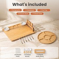 Ensemble de planches à fromage en bambou, plateau de service à fromage avec support pour couteaux