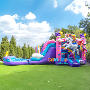 Castillo Inflable Comercial Purple Palace con Tobogán Húmedo/Seco, Castillo Inflable <span class=keywords><strong>de</strong></span> PVC con Tobogán <span class=keywords><strong>y</strong></span> Piscina para Fiestas - Product Image 3