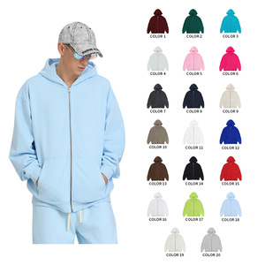 Sweat à capuche zippé imprimé anti-plis à manches longues bouclées 100 % coton de haute qualité, style français, pour le printemps et la chaleur. - Product Image 4