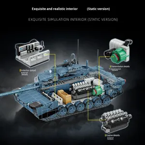 12GO Modern <span class=keywords><strong>Tank</strong></span> 96001-5 Abrams X <span class=keywords><strong>Panther</strong></span> KF51 Ensemble de jouets de construction éducatifs en ABS, modèle de blocs de construction, petites pièces, unisexe, voitures - Product Image 2