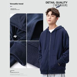 Sweat-shirts à capuche thermiques en coton 300 GSM pour hommes, coupe ample et surdimensionnée, avec poche kangourou, logo brodé et imprimé - Product Image 3