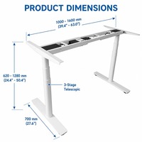 Table électrique extensible moderne à hauteur réglable, double moteur, en acier inoxydable, bureau assis-debout, mobilier de bureau à domicile