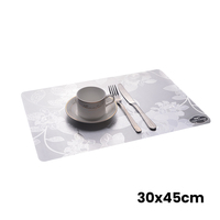 Napperons Métalliques RNPT en PVC 30x45cm Rectangulaires Argentés à Motif Facetté Coins Arrondis pour Tables de Restaurant