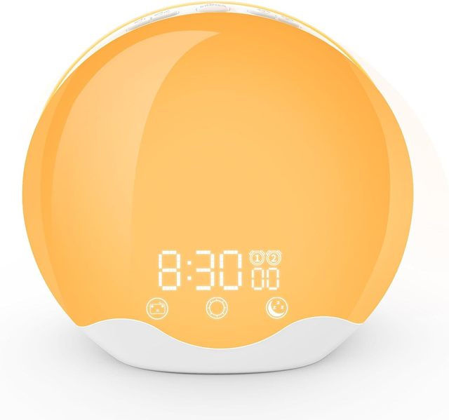 Shell Shape Digital Clock Dual Side RGB Ambient Lamp New Simulation Sunrise Wake up Light Alarm Clock for Kids Adults Bedroom