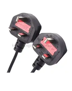 Kabel Daya pengganti 3pin 6ft panjang IEC-60320 IEC320 C13 ke BS1363 3 prong AC kabel daya dinding