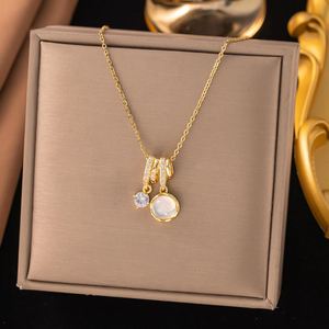 สร้อยคอจี้สแตนเลสสตีลคุณภาพสูงประดับเพชรซิคอน ดีไซน์หรูหราทันสมัยสำหรับผู้หญิง ปี 2026 - Product Image 3