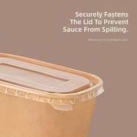 Boîte à lunch carrée en papier kraft jetable de qualité alimentaire avec couvercle en PP, écologique, biodégradable, grande capacité, emballage pour salade HT