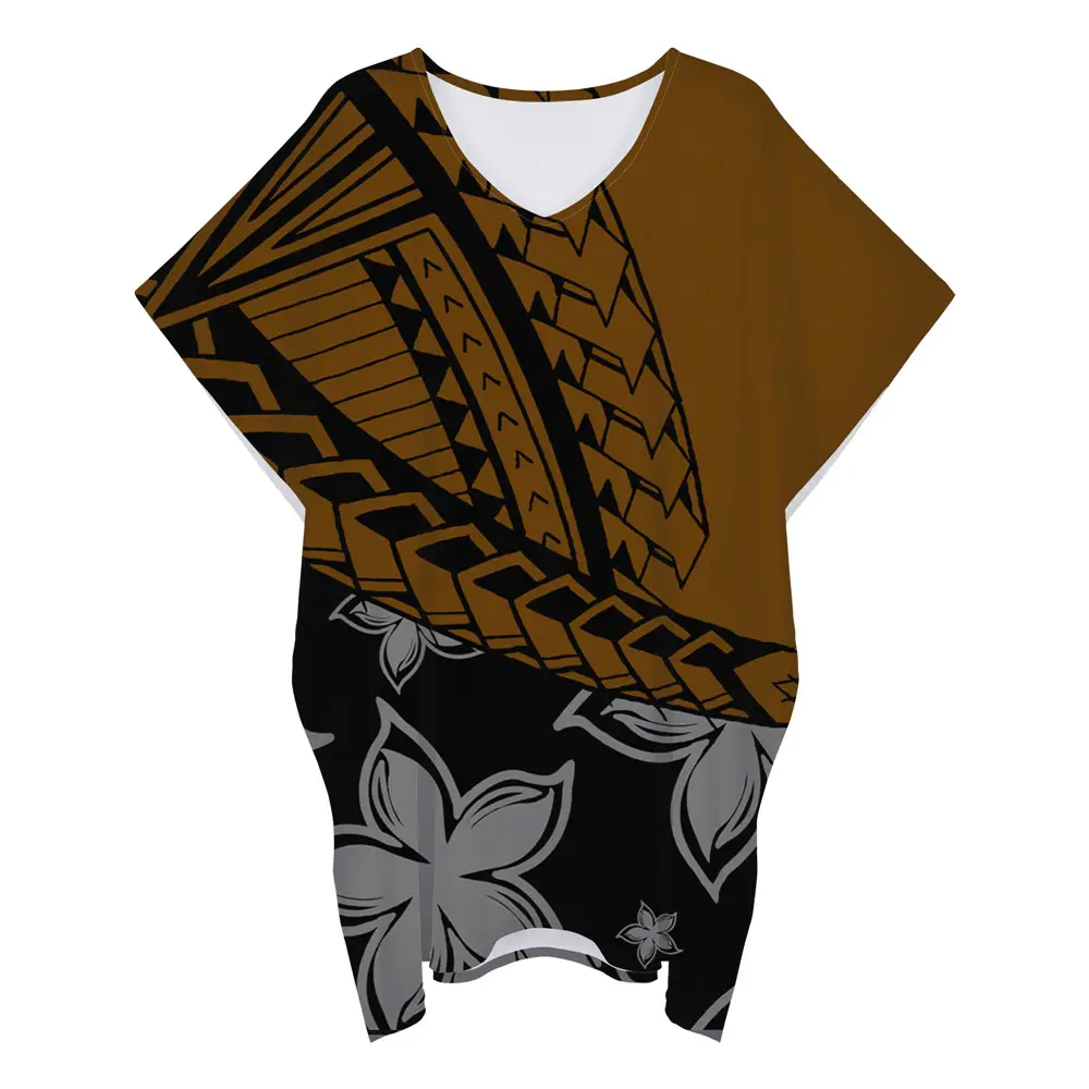 Polinésio tradicional Camisa Blusa Para As Mulheres Tamanho Grande Camisas Blusas E Tops Da Moda No Atacado Manga Morcego Camisas Das Meninas do Verão