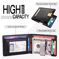 Dompet penyimpan kartu pria, klip uang kulit ramping kapasitas besar kustom dengan klip uang
