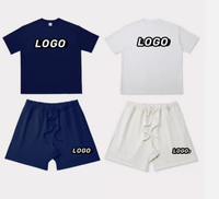 YKH 430GSM impression lourde graphique hommes été ensemble court et chemise pur coton personnaliser coton uni t-shirts et shorts en vrac
