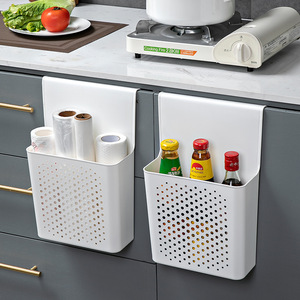 Panier de rangement mural Qianhe pour porte d'armoire, en PP blanc, organisateur de cuisine pour film alimentaire et condiments, petite taille - Product Image 1