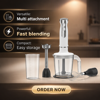 Mixeur Plongeant Électrique Compact Automatique Silencieux à Vitesse Variable pour Smoothies et Purées – Idéal pour la Maison, l'Extérieur et l'Hôtellerie