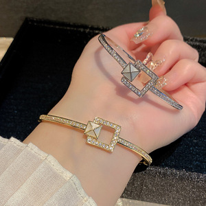 Fashion Cuff <b>Bracelet</b> Gold And Silver Plated <b>Copper</b> Rhinestone Design For Women Jewelry Winter 2024 Yiwu Origin - Product Image 4
