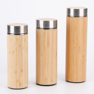 Botellas de Agua con Aislamiento Térmico de Doble Pared de Acero Inoxidable y Bambú Natural, Libres de BPA, a Prueba de Fugas, con Aislamiento Térmico de 12-24 Horas para Té - Product Image 3