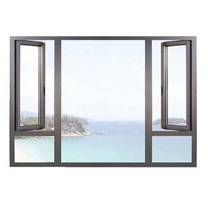 Fenêtre à battant en aluminium moderne à <span class=keywords><strong>triple</strong></span> <span class=keywords><strong>vitrage</strong></span> <span class=keywords><strong>acoustique</strong></span>, résistante aux ouragans, à manivelle, à isolation thermique, noire et fixe - Product Image 6