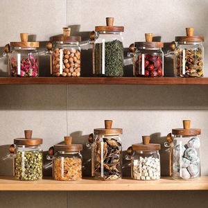 Legno di Acacia coperchio di vetro sigillato chicco di caffè barattolo di stoccaggio con scatola di immagazzinaggio per il caffè in polvere tè caramella cucchiaio di stoccaggio - Product Image 6