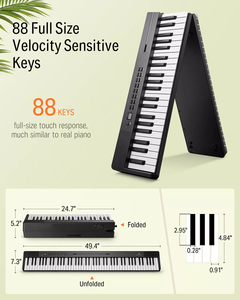 88-toetsen gewogen opvouwbaar multifunctioneel professioneel elektronisch keyboard digitale piano met 128 ritmes, 128 klanken en <span class=keywords><strong>80</strong></span> demo songs - Product Image 6