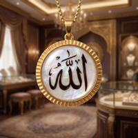 FORTUSYMBOL Collier Pendentif Islamique Allah en Acier Inoxydable Vente en Gros Bijoux Personnalisables Motifs Cadeau Religieux