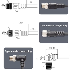 M12 S T K L M Over modellato 2 + PE 3 + PE 4 + PE 5 + PE PVC PUR spina di conversione cavo IP67 IP68 ad angolo retto ad angolo retto trasmissione di potenza - Product Image 6