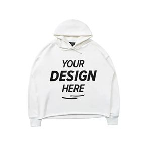 HV350T Sweat-shirt de rue en vrac surdimensionné à ourlet brut avec logo personnalisé Sweat-shirt à capuche court avec impression bouffante pour hommes 350gsm - Product Image 2