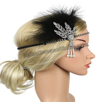 Serre-tête Fascinator à Plumes pour Femme, Coiffe de Mariée, Chapeau pour Mariage, Cocktail, Tea Party, Accessoire Cheveux pour Déguisement Derby Gatsby