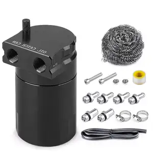 300ml Aluminum Oil Catch Can Kit Reservoir Fuel Tank Engine Polish Baffled Car Universal Oil Catch Can Kit With Adapter